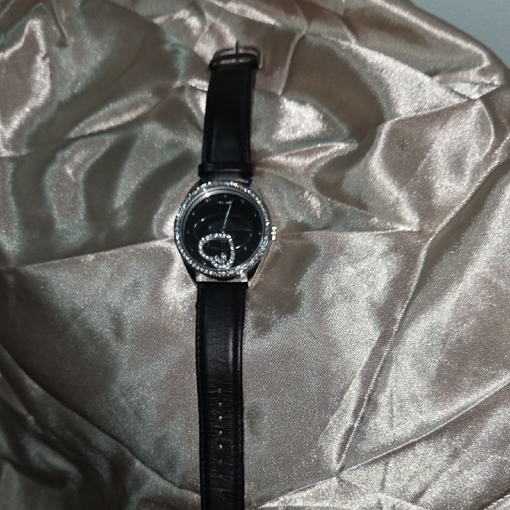 Black Leather Strap Smartwatch